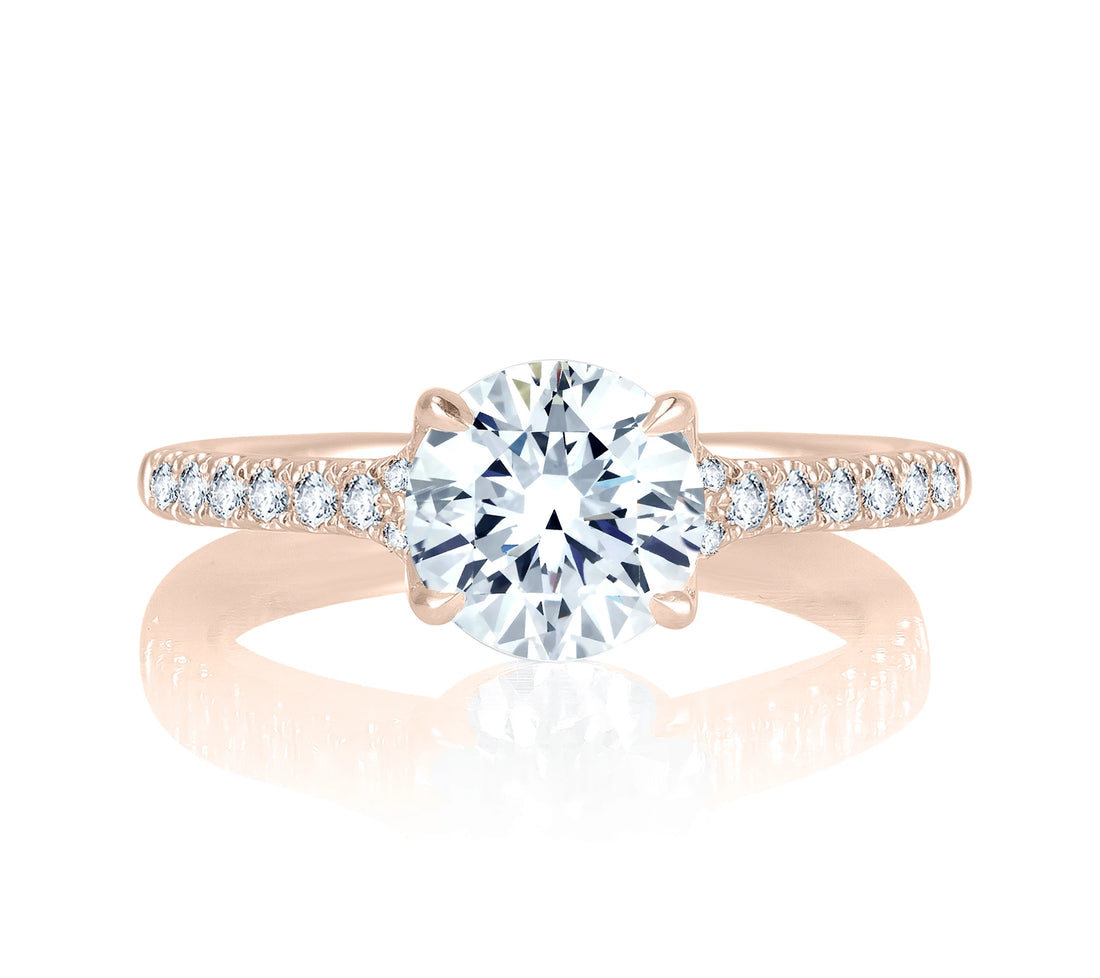 Round Pavé Diamond Engagement Ring