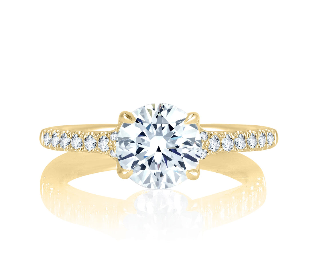 Round Pavé Diamond Engagement Ring
