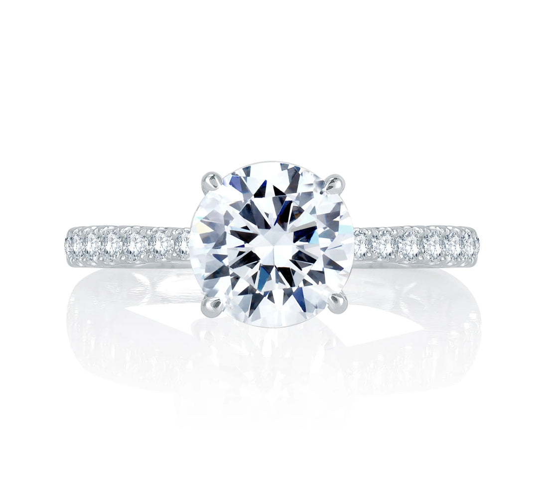 Round Pavé Diamond Engagement Ring