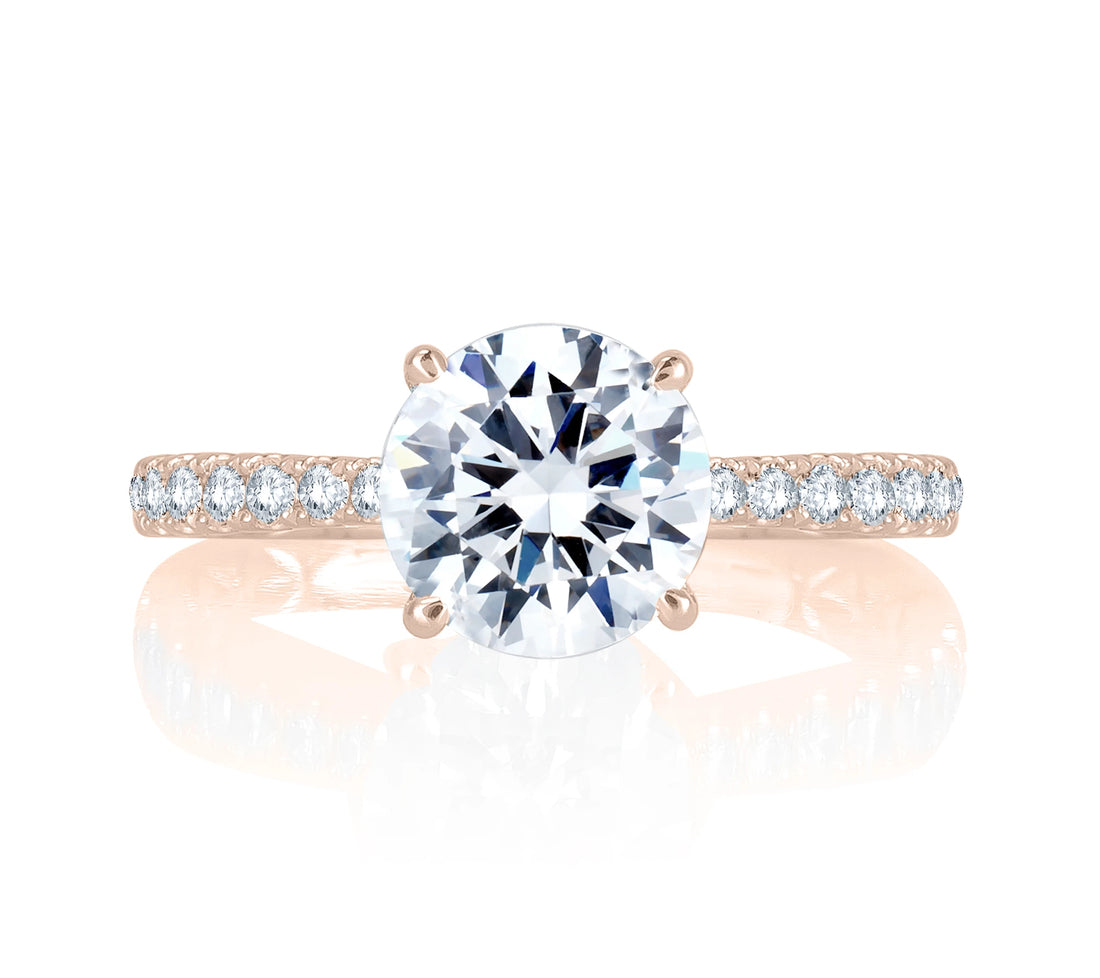 Round Pavé Diamond Engagement Ring