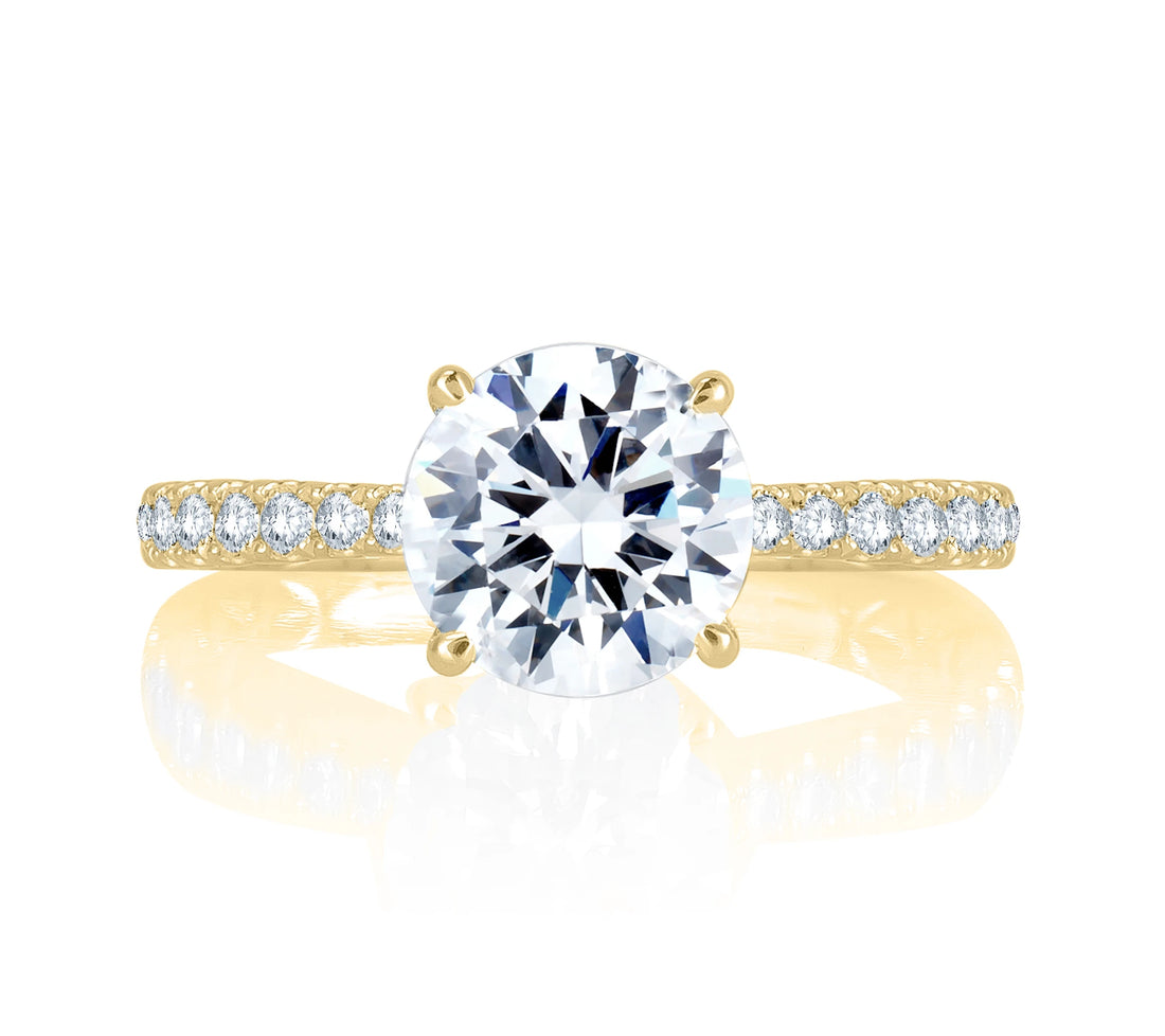 Round Pavé Diamond Engagement Ring