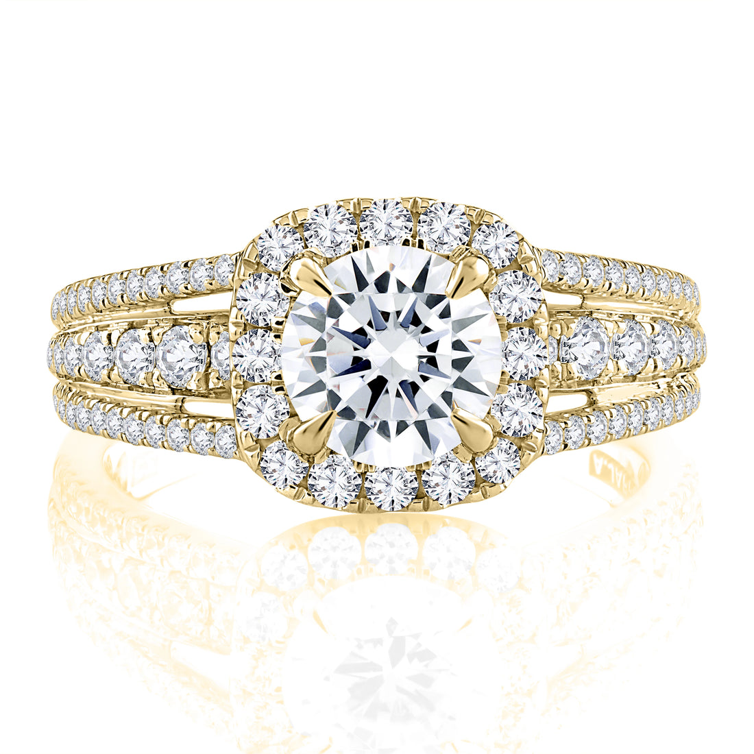 Round Halo Split-Shank Diamond Engagement Ring