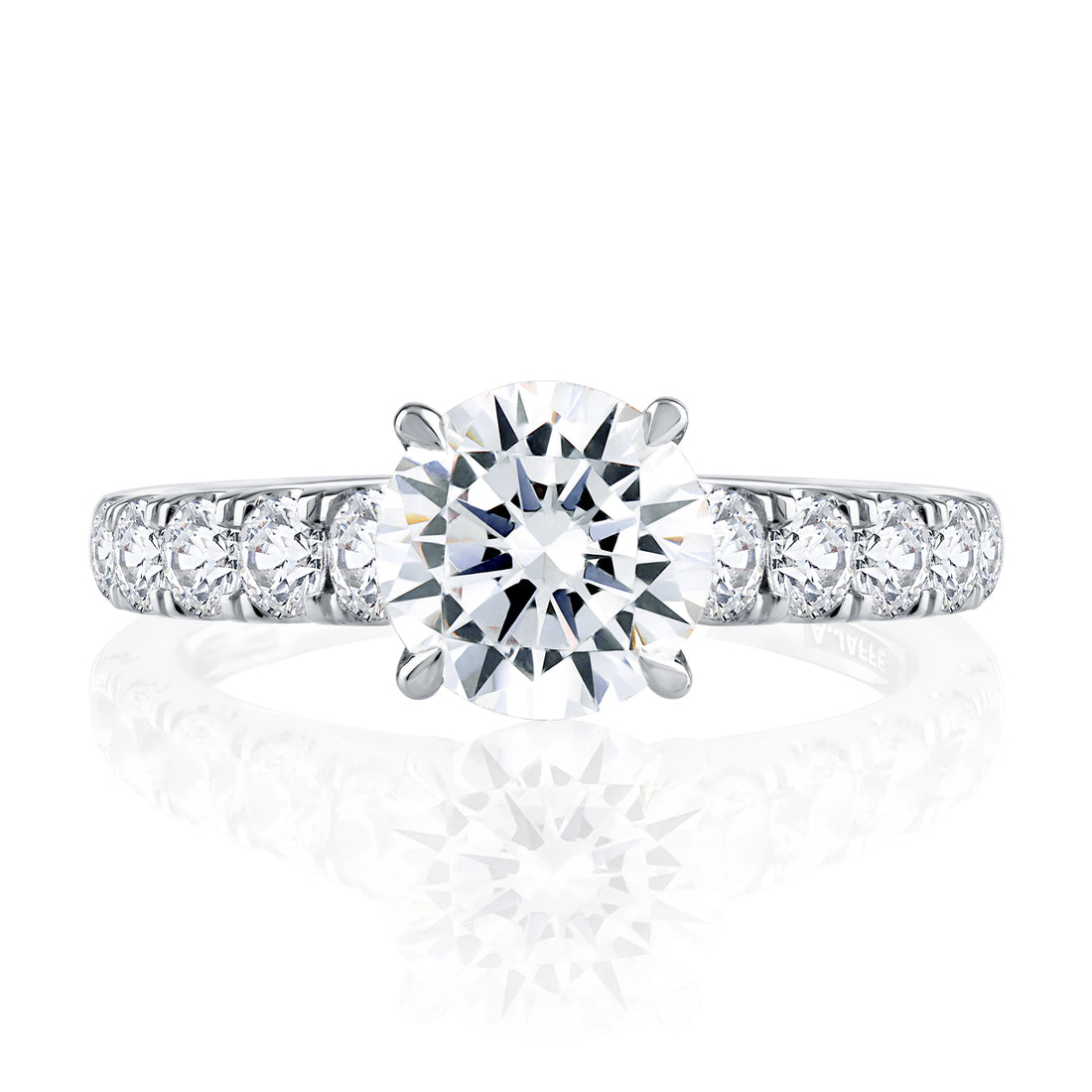 Round Pavé Diamond Engagement Ring