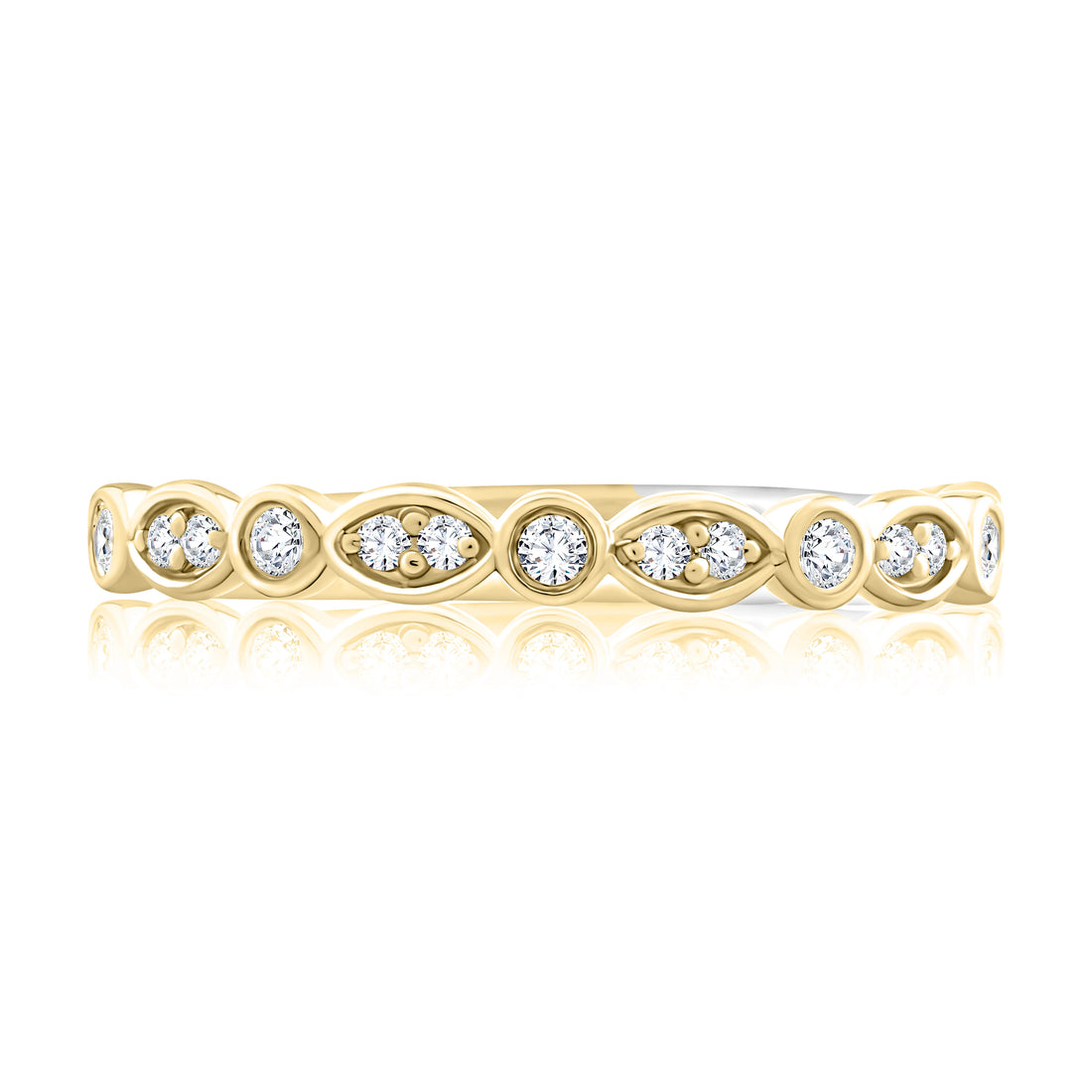 Alternating Round and Marquise Diamond Wedding Band