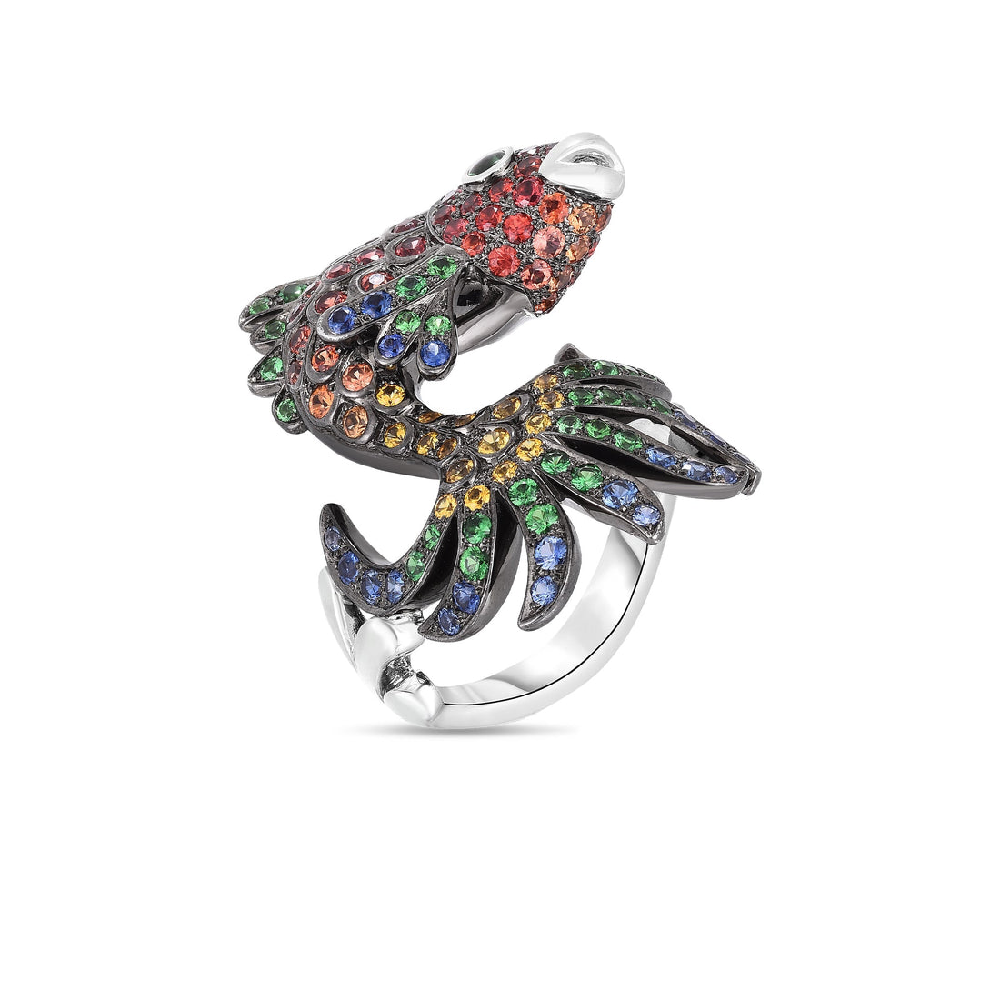 Animalier Mixed Sapphire, Diamond and Tsavorite Fish Ring