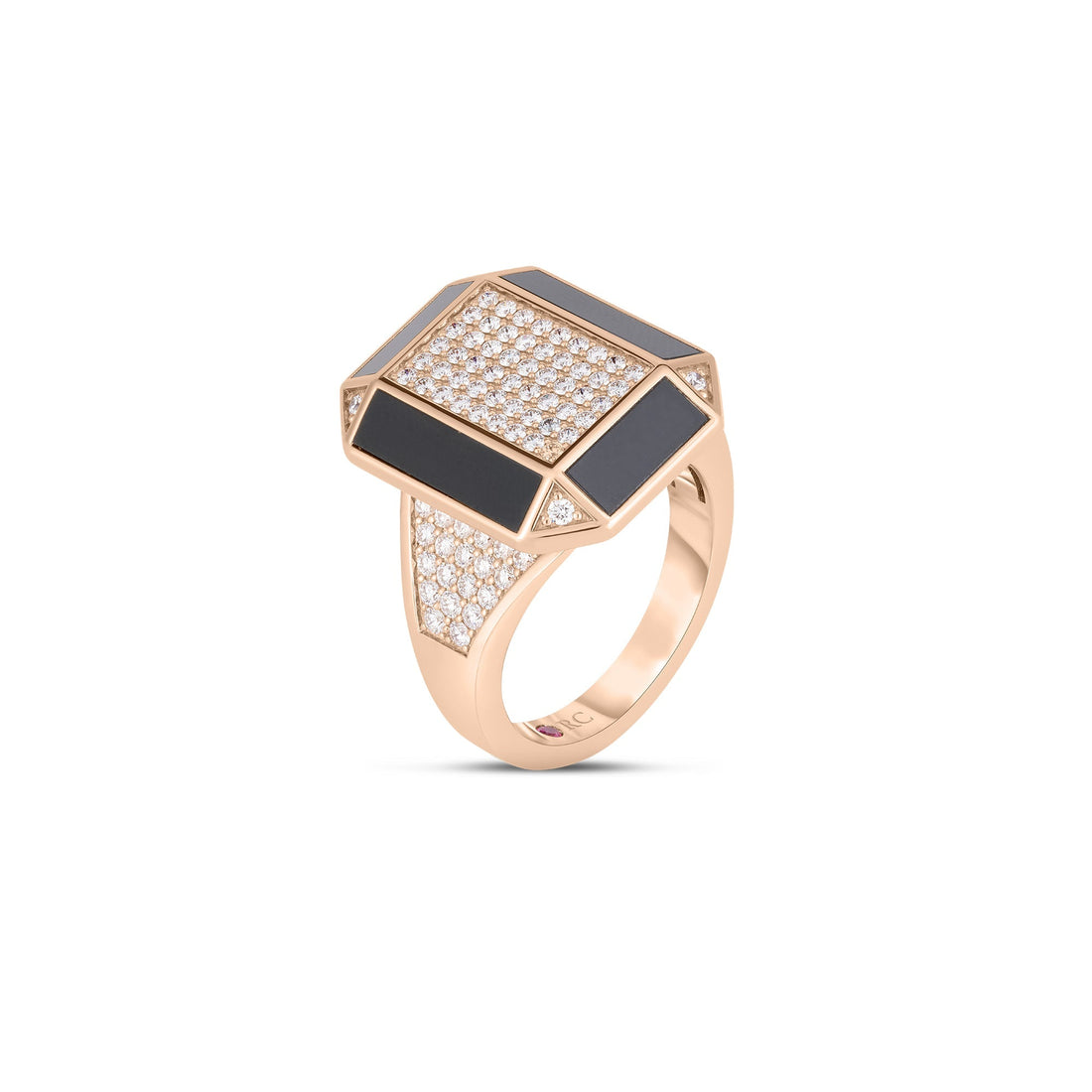 Art Deco Mosaic Diamond and Black Jade Ring