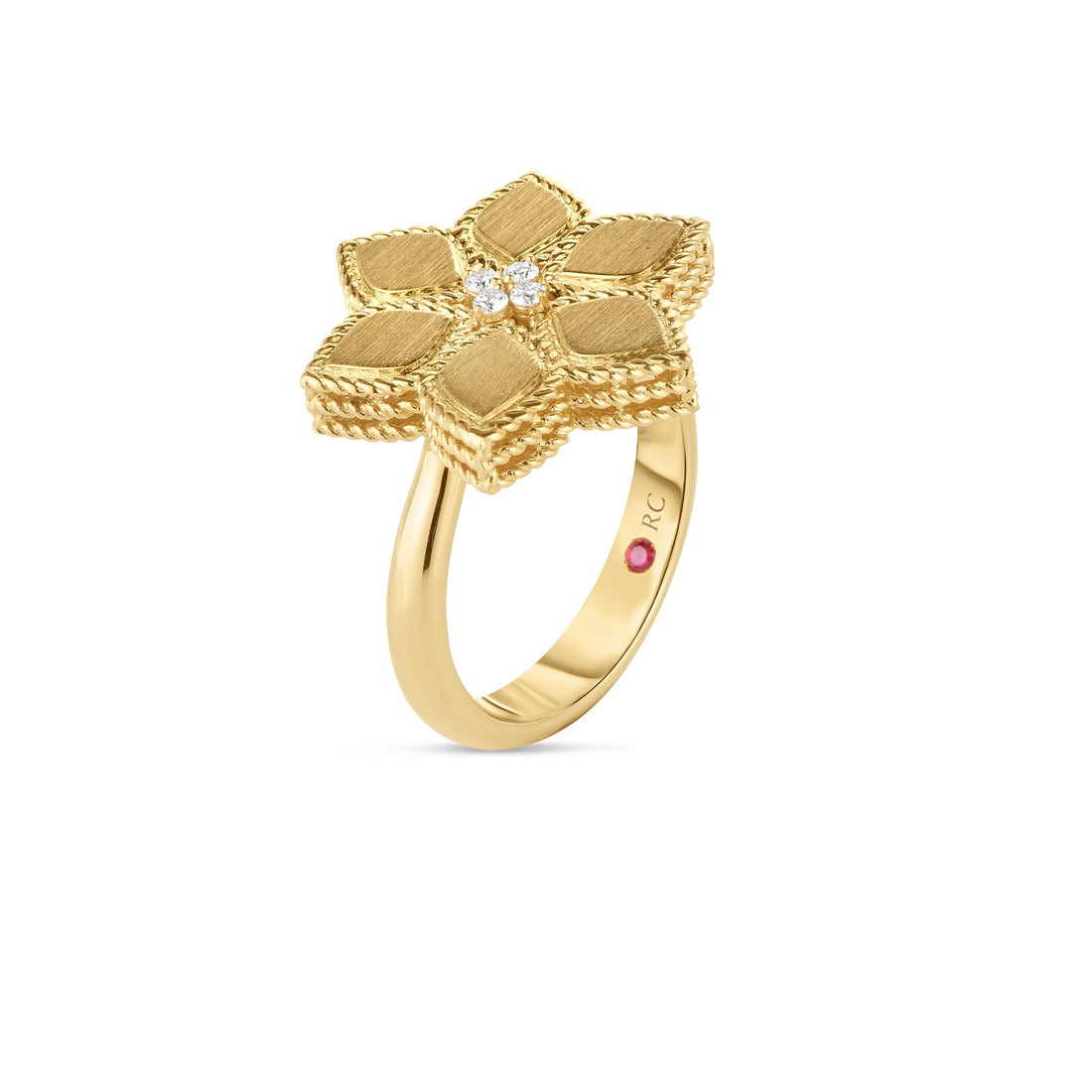 Vernazza Diamond and Satin Finish Flower Ring