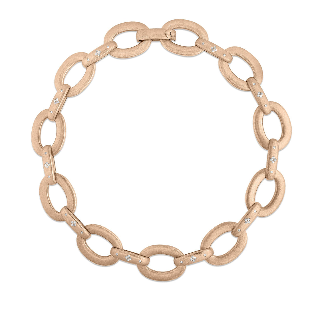 Duchessa Satin Oval and Diamond Accent Link Necklace