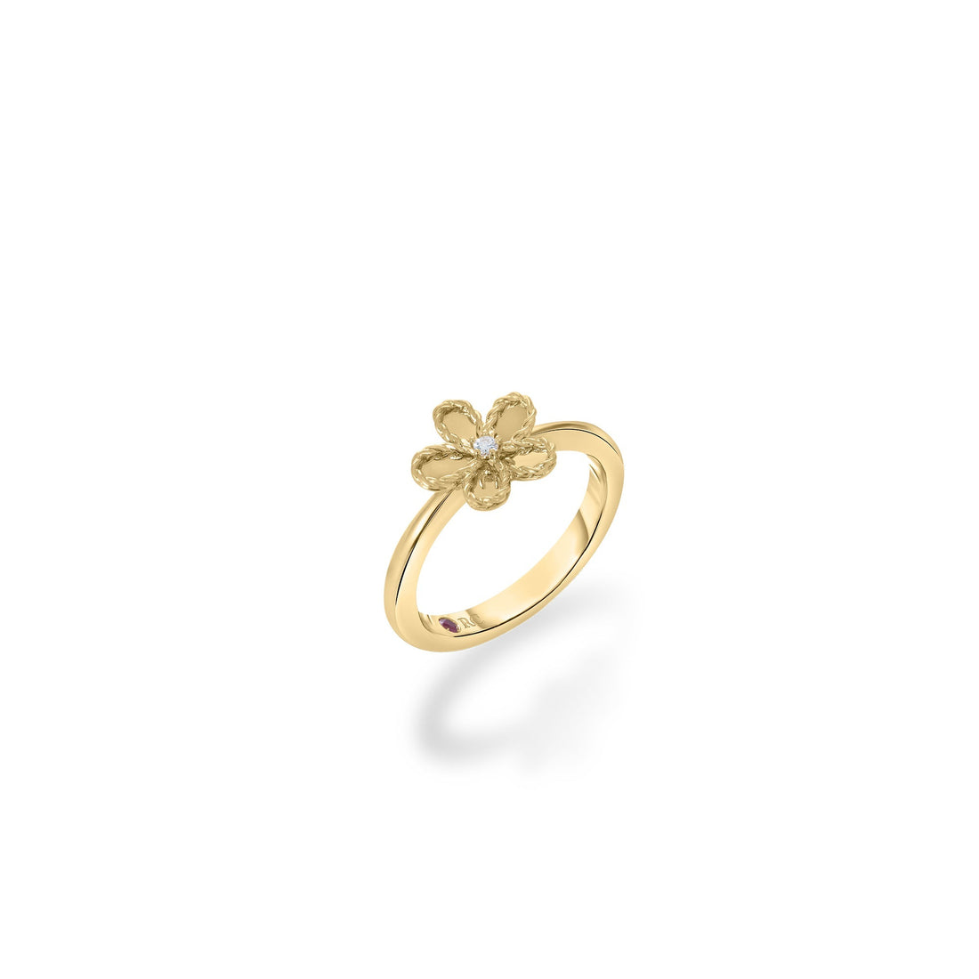 Jasmine Diamond and Polished Finish Small Flower Ring
