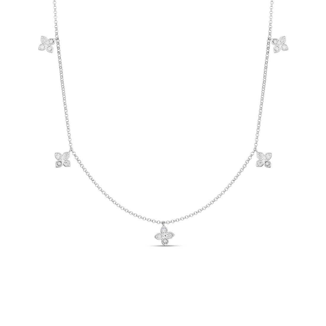 Love in Verona Dangling Five Station Flower Necklace