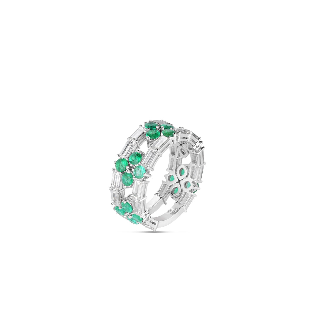 Love in Verona Diamond and Emerald Open Frame Ring