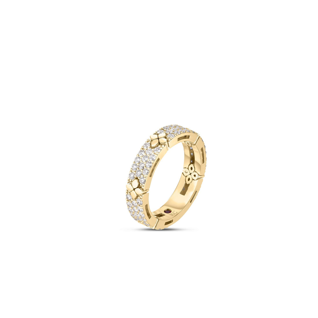 Love in Verona Pavé Diamond and Polished Flower Narrow Ring