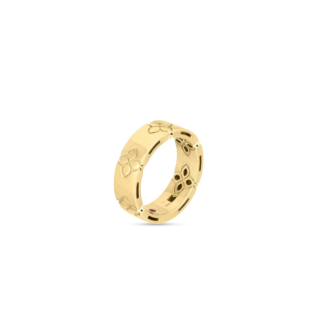 Love in Verona Etched Flowers Wide Ring