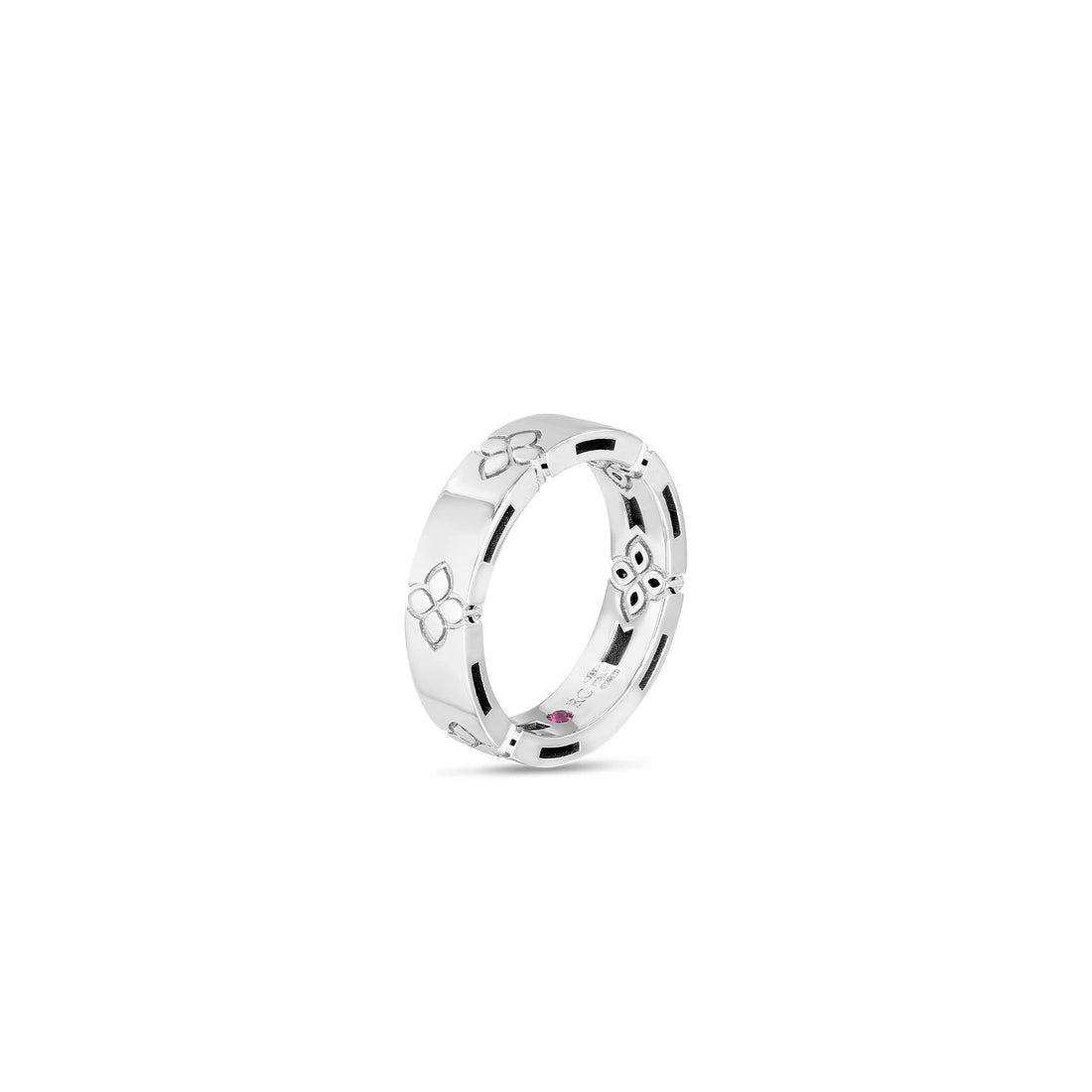 Love in Verona Etched Flowers Narrow Ring