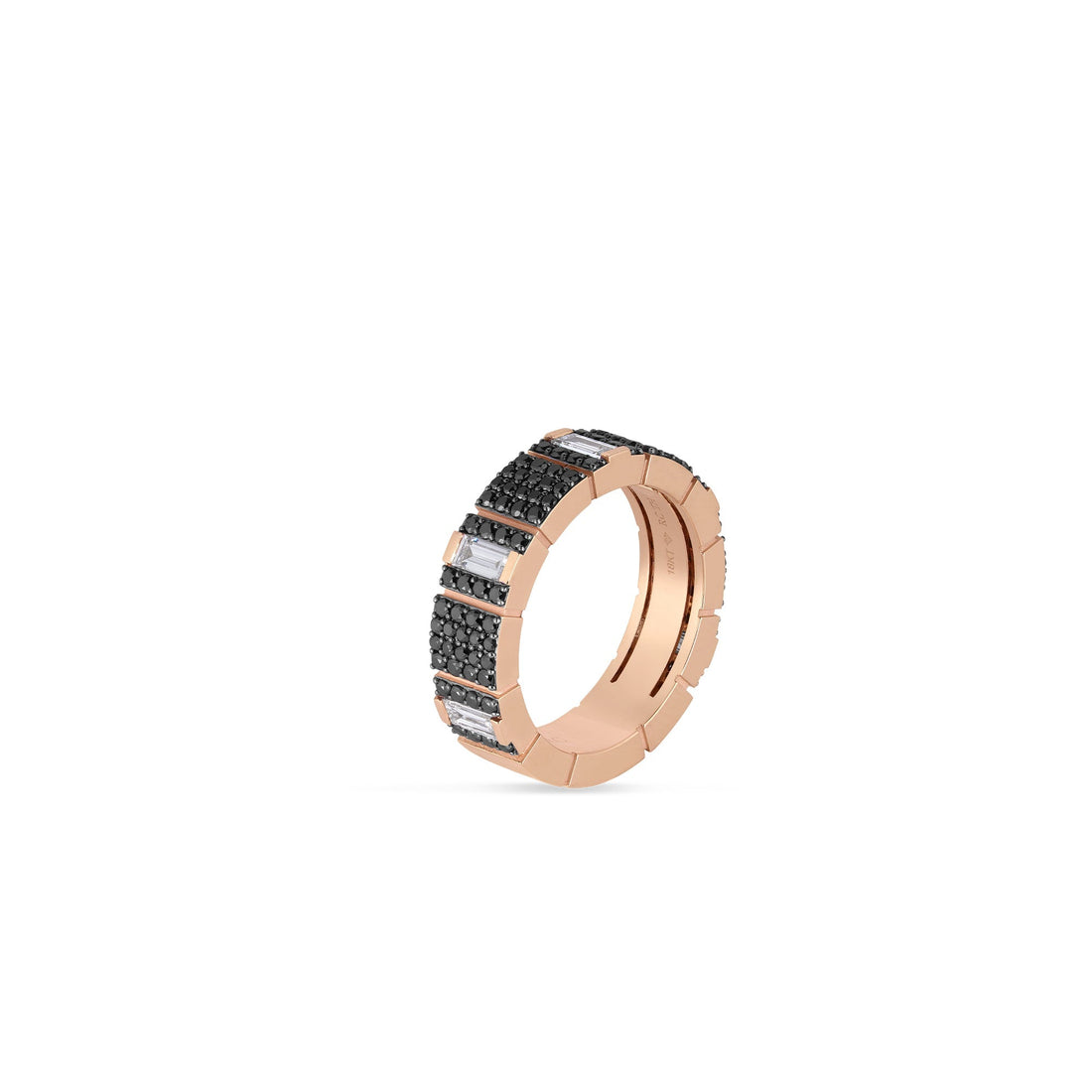 Obelisco Pavé Black and White Diamond Ring