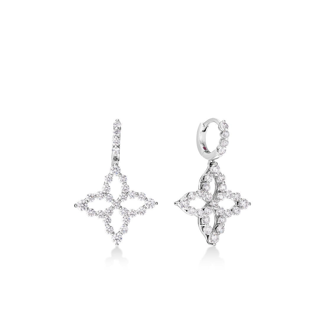 Diamond Princess Outline Large Tapered Flower Drop Earrings