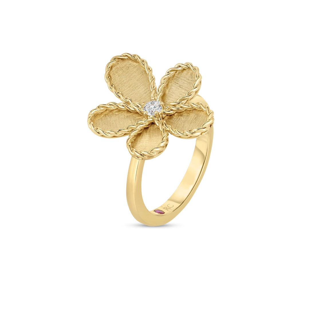 Jasmine Diamond and Satin Finish Flower Ring