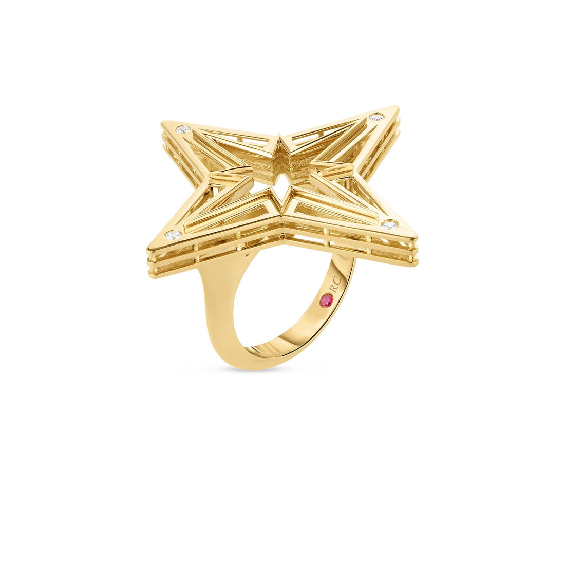 Stardust Large Open Frame Diamond Star Ring