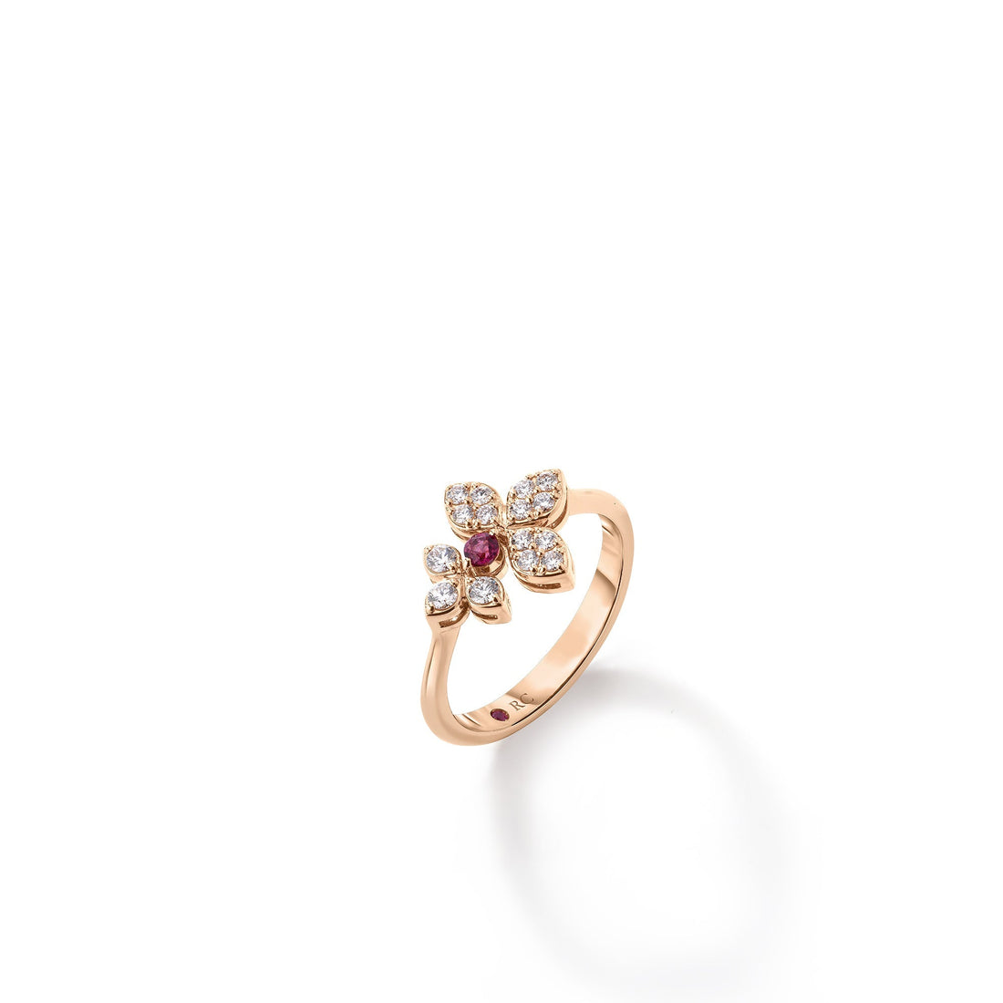 Love in Verona Pavé Diamond and Rubellite Split Flower Ring