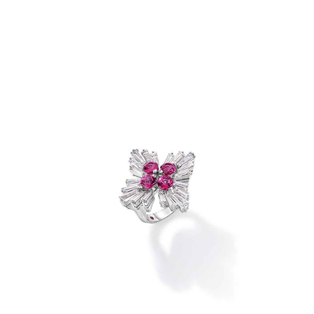 Diamond Princess Luce Diamond and Rubellite Flower Ring