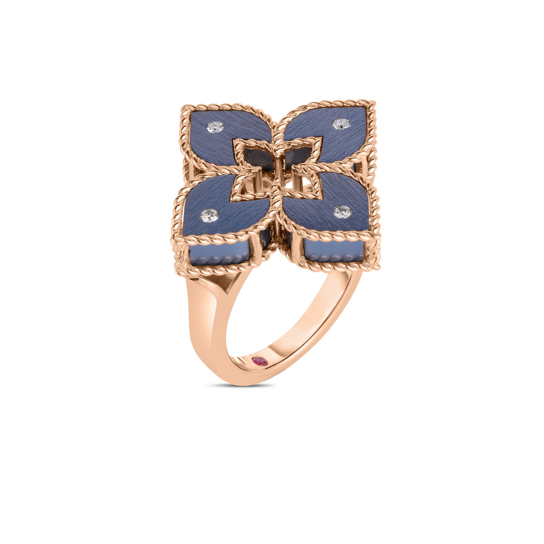Venetian Princess Diamond and Titanium Small Flower Ring