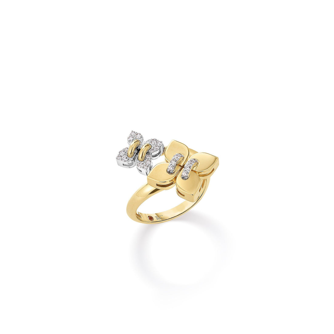 Love in Verona Pavé Diamond and Polished Finish Double Flower Ring