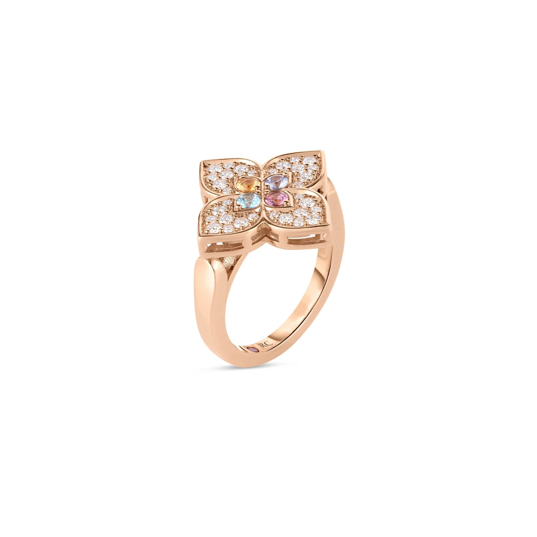 Venetian Princess Carnival Pavé Diamond and Mixed Stones Large Flower Ring