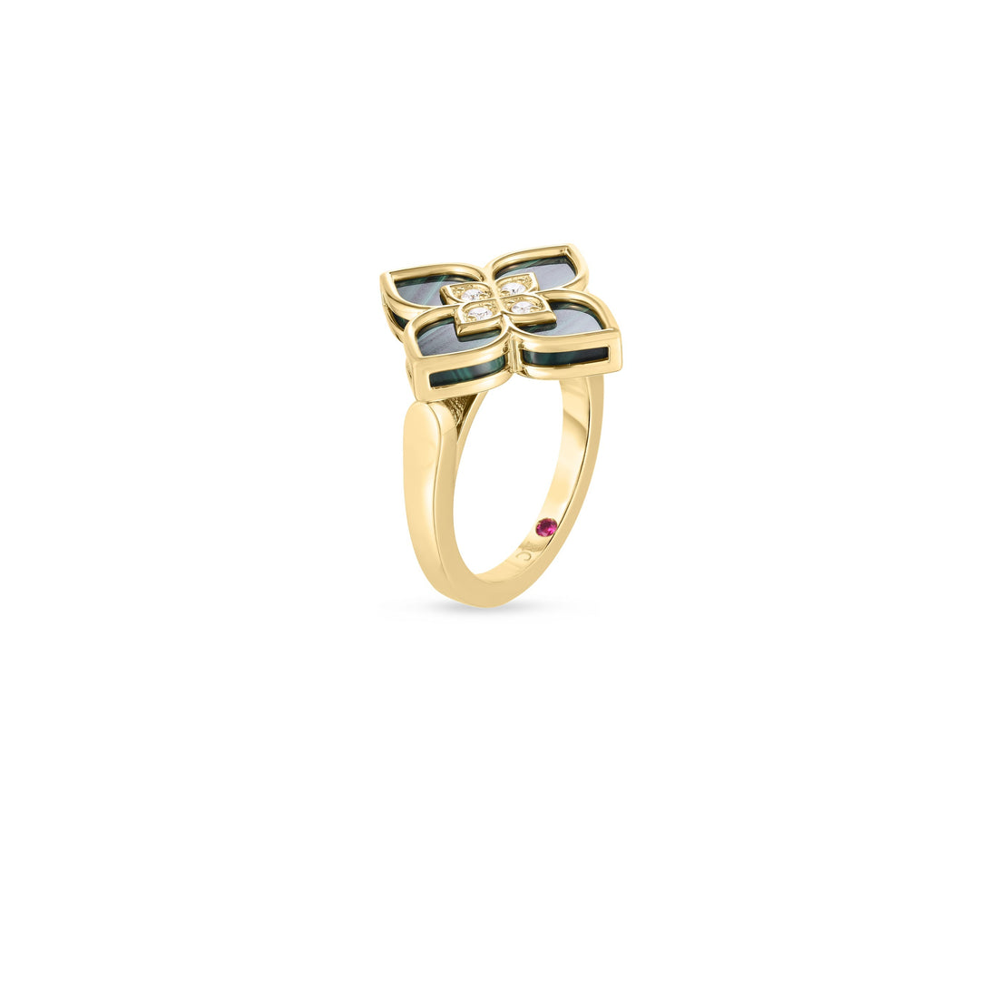 Venetian Princess Diamond and Malachite Small Flower Ring