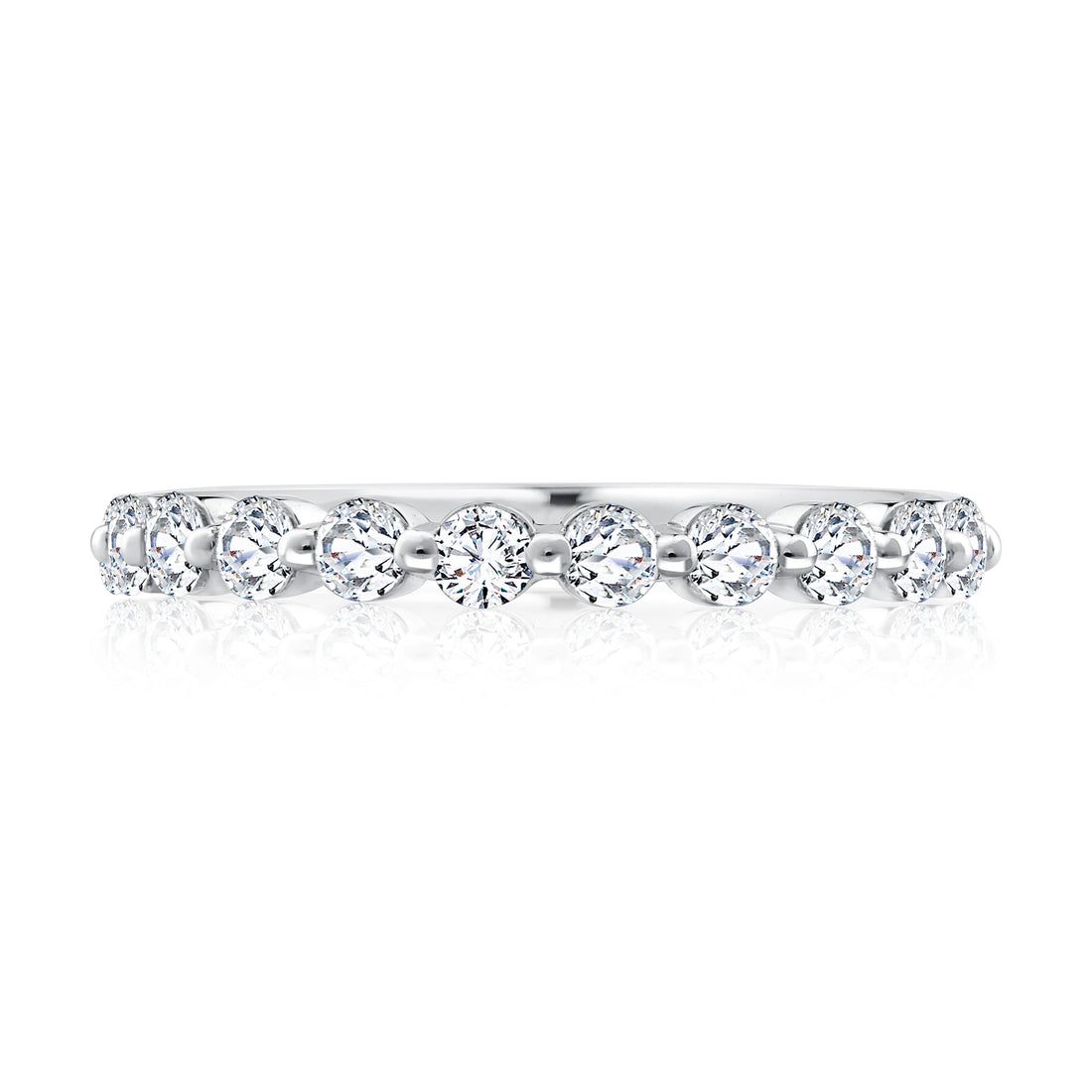 Single Shared Prong Diamond Wedding Band